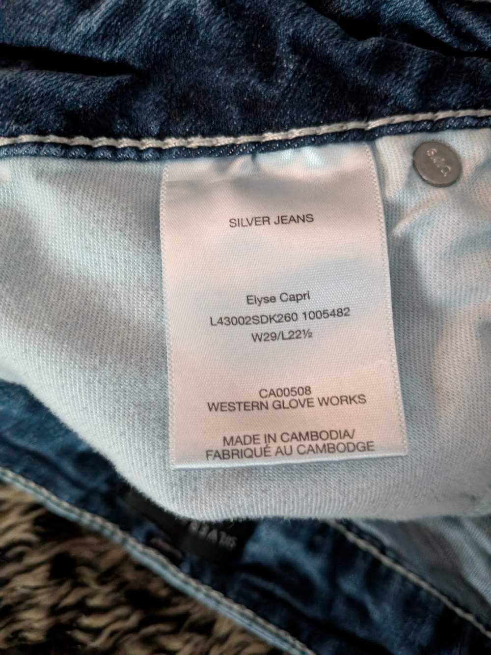 Silver Jeans Dark Blue Elyse Capri Cropped Jeans
